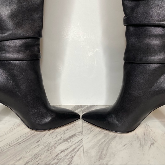 Paige Black Leather Slouchy Pointy Toe Tall Boot 6 1/2 - Picture 7 of 16